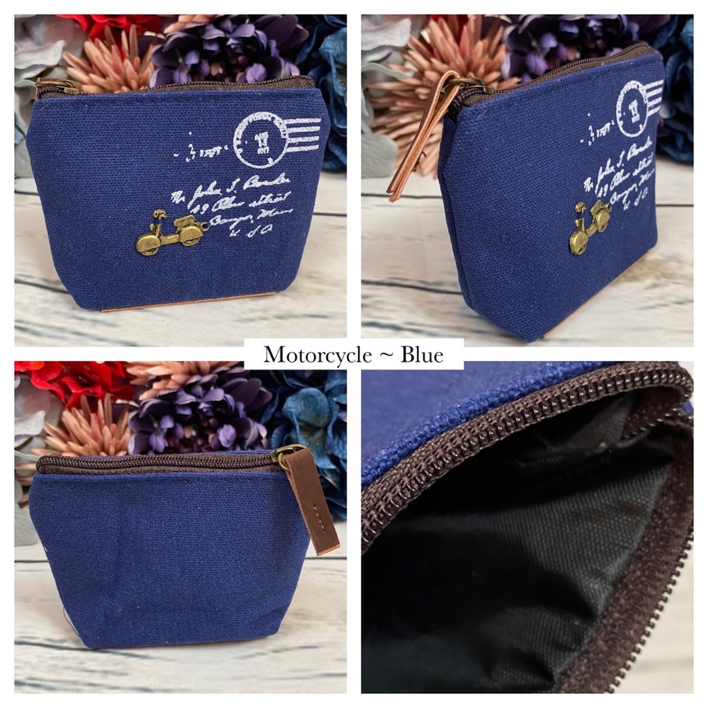 Small Canvas Vintage Coin Purse with Charms - Picture 3 of 8
